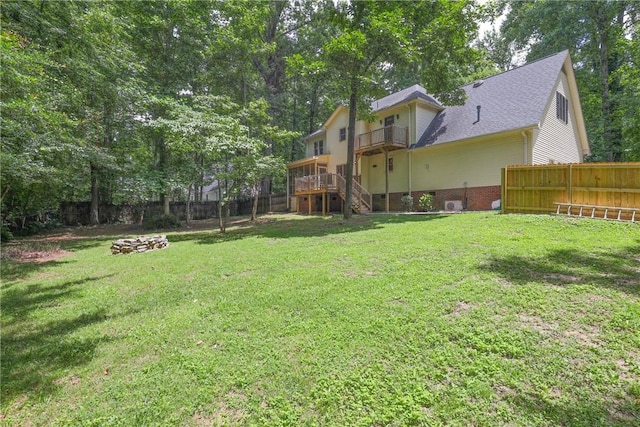 111 Halifax Rd, Easley, SC 29642 - fenced backyard featuring stairway, a wooden deck, and a balcony