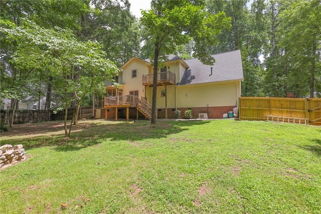 111 Halifax Rd, Easley, SC 29642 - back of house with crawl space, a fenced backyard, stairway, a deck, and a balcony