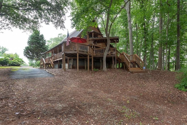 227 E Clearwater Shores Rd, Fair Play, SC 29643 - rear view of property featuring stairs and a wooden deck