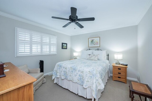 227 E Clearwater Shores Rd, Fair Play, SC 29643 - bedroom with light carpet, ornamental molding, and ceiling fan