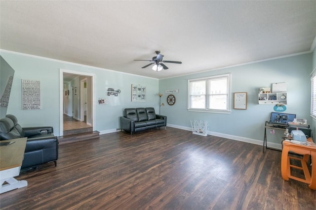 208 Springview Dr, Anderson, SC 29625 - sitting room with ceiling fan, ornamental molding, and wood finished floors
