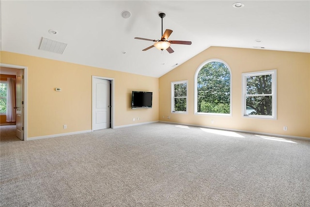 223 Inlet Pointe Dr, Anderson, SC 29625 - carpeted spare room with a ceiling fan, plenty of natural light, and lofted ceiling