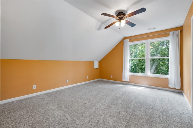 223 Inlet Pointe Dr, Anderson, SC 29625 - additional living space with ceiling fan, lofted ceiling, and carpet flooring