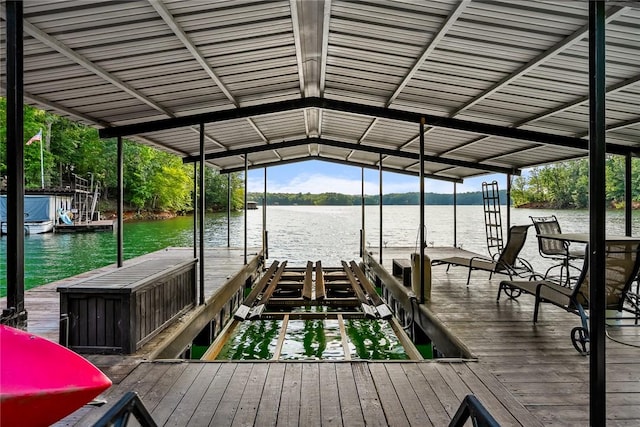 223 Inlet Pointe Dr, Anderson, SC 29625 - dock area featuring boat lift and a water view