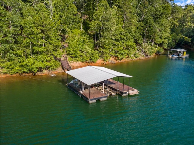 223 Inlet Pointe Dr, Anderson, SC 29625 - dock featuring a water view and a wooded view