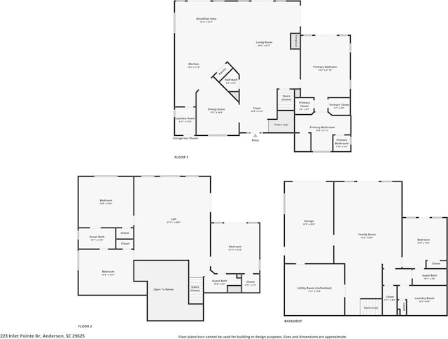 223 Inlet Pointe Dr, Anderson, SC 29625 - view of floor plan / room layout