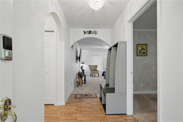 101 Jocassee Falls Rd, Salem, SC 29676 - hallway with arched walkways and light wood finished floors