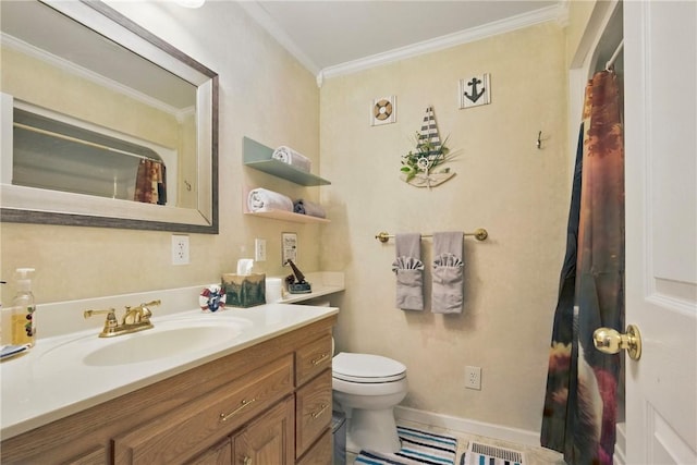 101 Jocassee Falls Rd, Salem, SC 29676 - bathroom featuring vanity, crown molding, and a shower with curtain