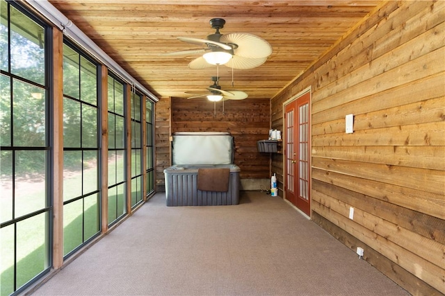 537 Sullivans Way, Seneca, SC 29678 - unfurnished sunroom with a ceiling fan and french doors