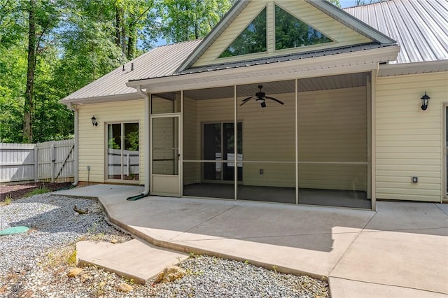 128 Willys Creek Cir, Pickens, SC 29671 - back of property featuring a ceiling fan, a patio, and a metal roof