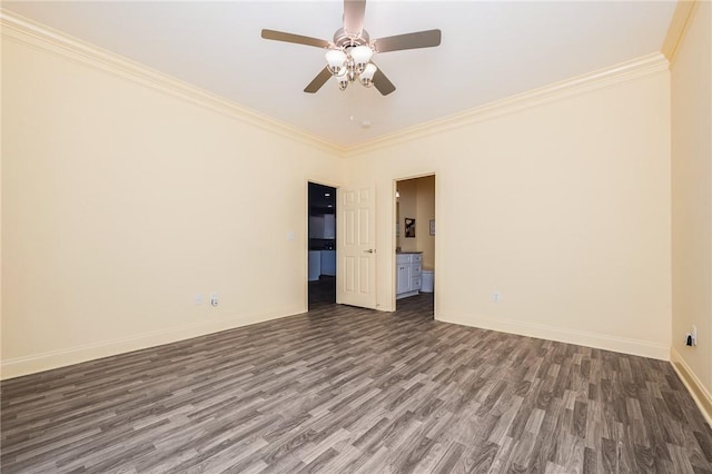 128 Willys Creek Cir, Pickens, SC 29671 - empty room with wood finished floors, ornamental molding, and ceiling fan