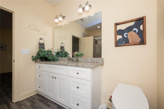 128 Willys Creek Cir, Pickens, SC 29671 - full bath with vanity, a shower stall, and wood finished floors