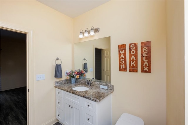 128 Willys Creek Cir, Pickens, SC 29671 - half bathroom with vanity and wood finished floors