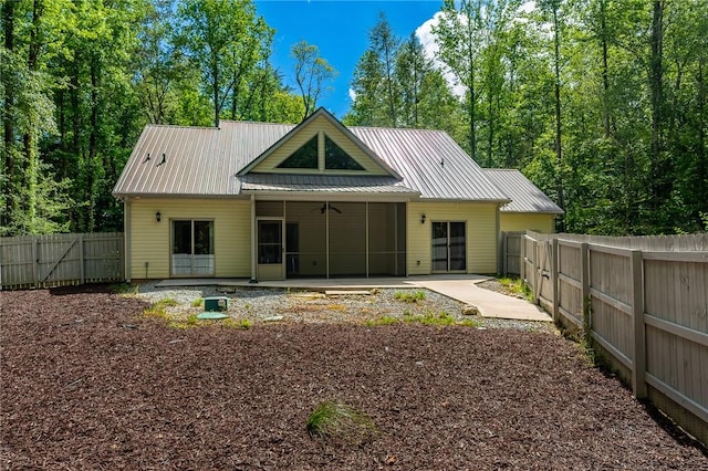 128 Willys Creek Cir, Pickens, SC 29671 - back of house with a patio, a fenced backyard, ceiling fan, and a metal roof