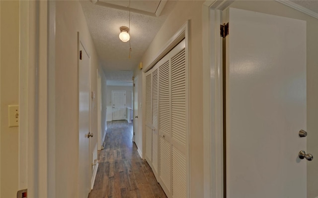 37 Cunningham Dr, Hartwell, GA 30643 - hall with a textured ceiling, dark wood-style floors, and attic access