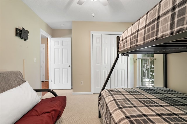 318 Weeping Willow Dr, Seneca, SC 29672 - bedroom with light carpet, a closet, and ceiling fan