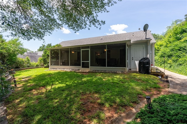 318 Weeping Willow Dr, Seneca, SC 29672 - rear view of house with a sunroom and a shingled roof