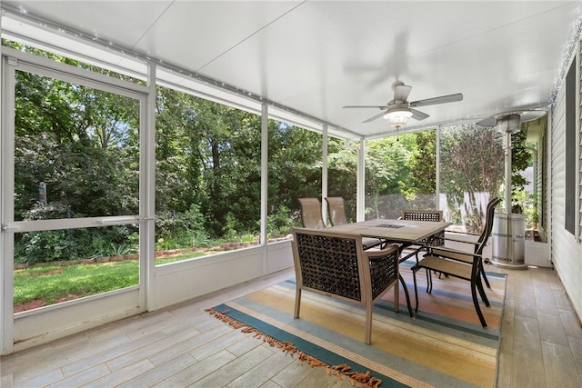 318 Weeping Willow Dr, Seneca, SC 29672 - sunroom featuring ceiling fan and outdoor dining space