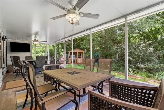 318 Weeping Willow Dr, Seneca, SC 29672 - sunroom featuring outdoor dining space, ceiling fan, and plenty of natural light