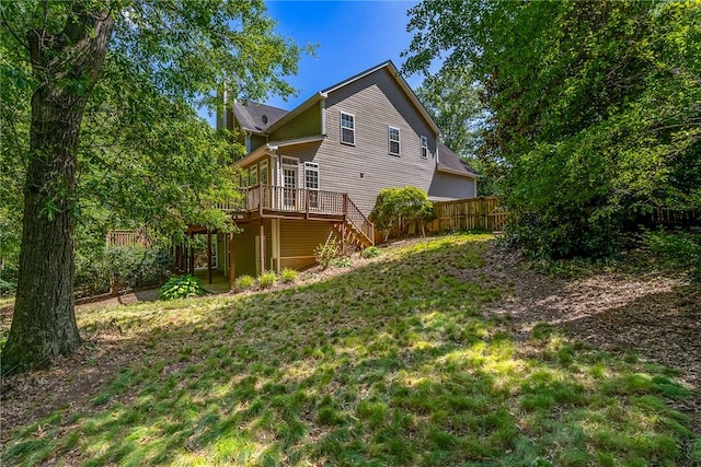 124 Bluestone Ct, Easley, SC 29642 - back of property with stairway and a deck