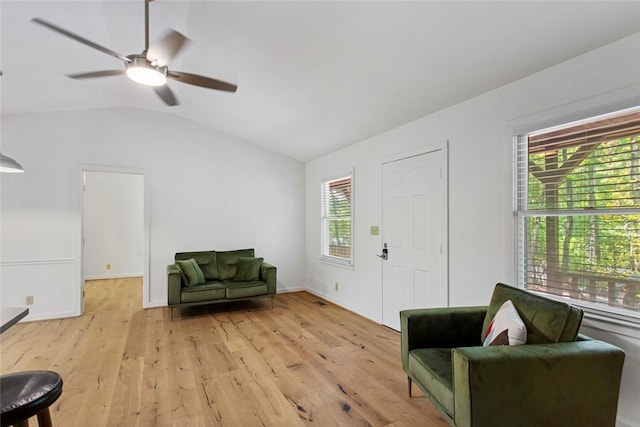275 Lakeside Dr, Mountain Rest, SC 29664 - sitting room with lofted ceiling, light wood finished floors, plenty of natural light, and a ceiling fan