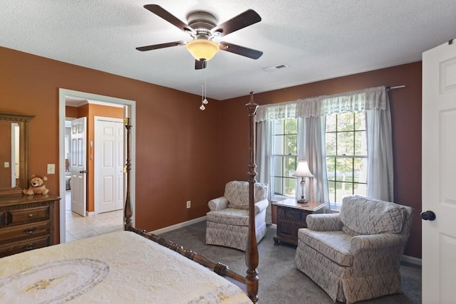 118 Nonna Ln, Seneca, SC 29678 - bedroom featuring a textured ceiling, ceiling fan, and light colored carpet