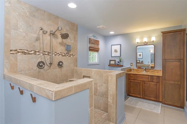 412 Singleton Rd, Anderson, SC 29625 - full bathroom featuring tile patterned flooring, a walk in shower, vanity, and recessed lighting