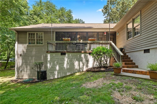 15067 Beacon Ridge Dr, Seneca, SC 29678 - rear view of house with a yard, stairs, and a shingled roof