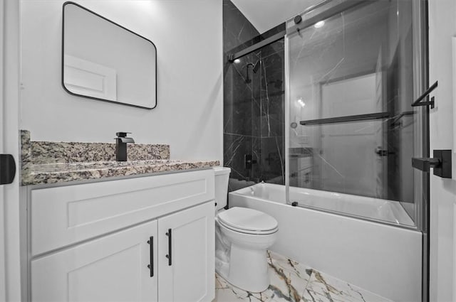 1205 Ramona Dr, Belton, SC 29627 - full bath featuring vanity, shower / bath combination with glass door, and marble finish floors
