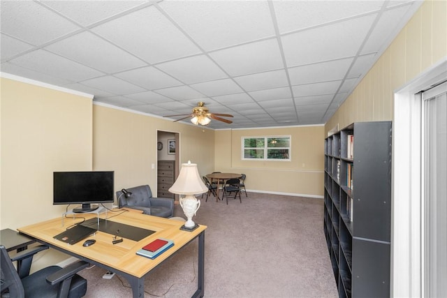 209 Falcon Crest Way, Pickens, SC 29671 - office with carpet, ceiling fan, and a paneled ceiling