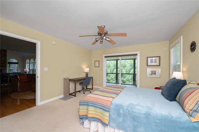 209 Falcon Crest Way, Pickens, SC 29671 - bedroom with carpet floors, a ceiling fan, access to exterior, and an office area