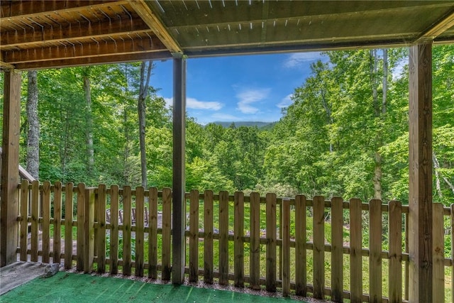 209 Falcon Crest Way, Pickens, SC 29671 - unfurnished sunroom featuring a forest view