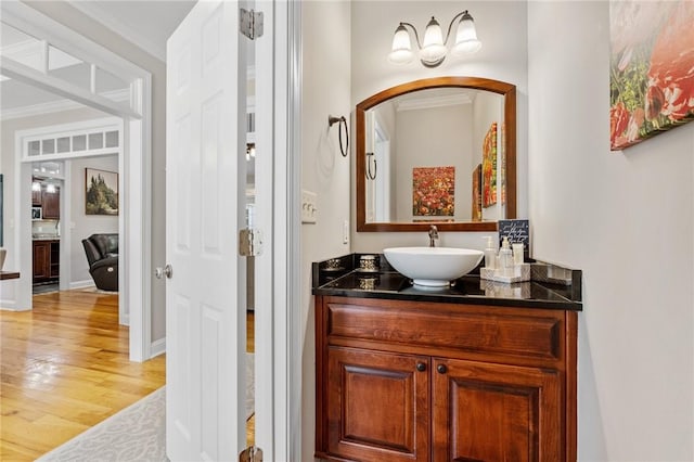220 Thomas Welborn Rd, Anderson, SC 29625 - bathroom with ornamental molding, wood finished floors, and vanity