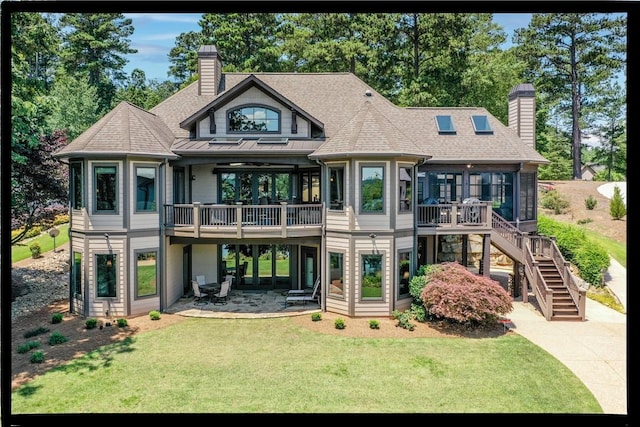 124 Pineridge Pointe Dr, Seneca, SC 29672 - rear view of property with a chimney, a patio area, stairway, and a yard