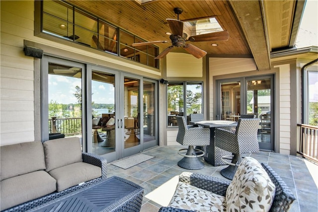 124 Pineridge Pointe Dr, Seneca, SC 29672 - view of patio featuring french doors, an outdoor living space, and a ceiling fan