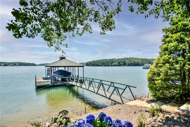 124 Pineridge Pointe Dr, Seneca, SC 29672 - dock featuring boat lift and a water view