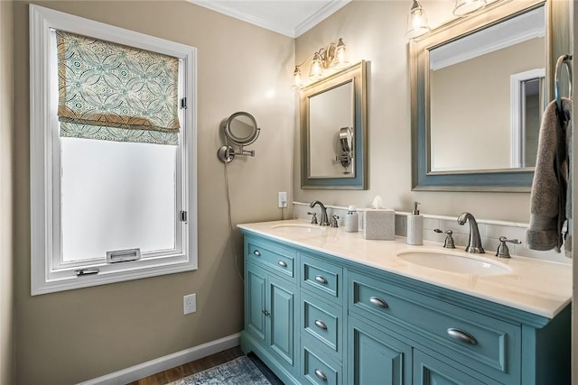 7 Drifter Ln, Salem, SC 29676 - full bath with crown molding, double vanity, and wood finished floors