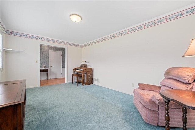 200 Camille St, Easley, SC 29642 - living area featuring carpet floors and baseboards