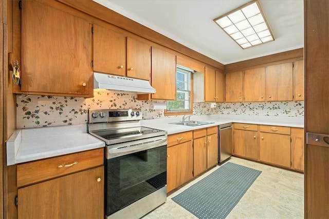 200 Camille St, Easley, SC 29642 - kitchen with stainless steel appliances, under cabinet range hood, and light countertops
