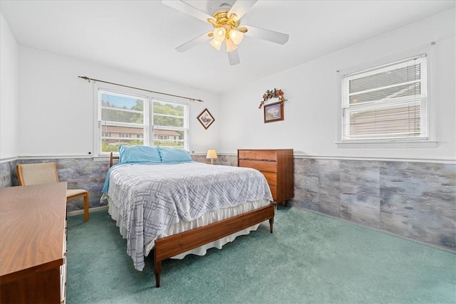 200 Camille St, Easley, SC 29642 - carpeted bedroom featuring a wainscoted wall and ceiling fan
