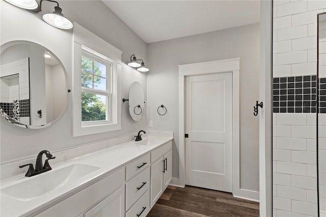 500 Serria Way, Seneca, SC 29678 - full bath featuring wood finished floors, double vanity, and tiled shower