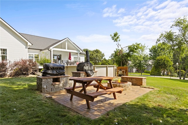 500 Serria Way, Seneca, SC 29678 - view of patio with area for grilling, outdoor dining area, and an outdoor fire pit