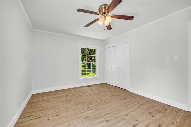 1399 Lake Jemiki Rd, Walhalla, SC 29691 - spare room with ornamental molding, light wood-type flooring, and ceiling fan