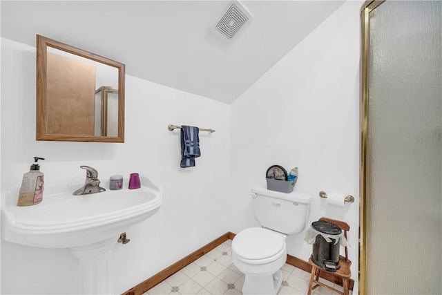 1399 Lake Jemiki Rd, Walhalla, SC 29691 - bathroom with lofted ceiling and a shower with shower door