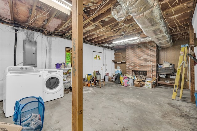 1399 Lake Jemiki Rd, Walhalla, SC 29691 - unfinished below grade area featuring electric panel and separate washer and dryer