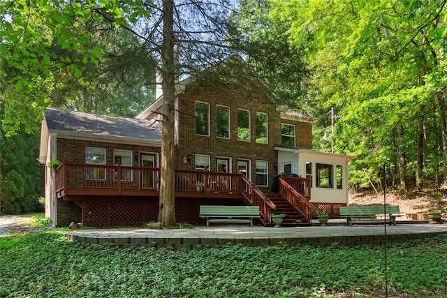 200 Mullins Ford Landing Rd, Westminster, SC 29693 - back of property featuring a deck, brick siding, and stairway