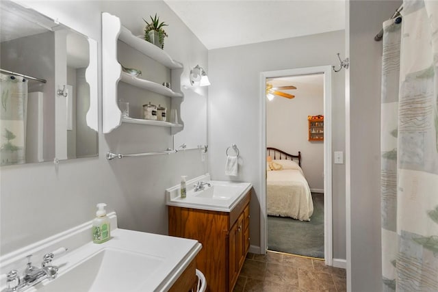 200 Mullins Ford Landing Rd, Westminster, SC 29693 - ensuite bathroom featuring vanity, a ceiling fan, and curtained shower