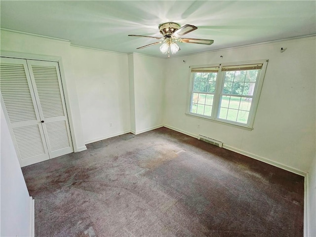 150 Prater Dr, Seneca, SC 29678 - unfurnished bedroom featuring carpet floors, ornamental molding, and a ceiling fan