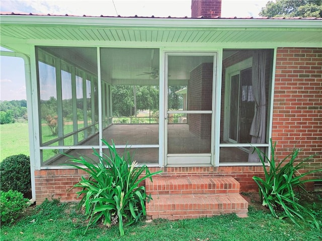 150 Prater Dr, Seneca, SC 29678 - doorway to property featuring a chimney and brick siding