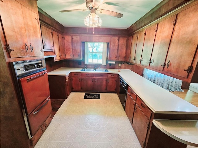 150 Prater Dr, Seneca, SC 29678 - kitchen featuring wall oven, dishwasher, light countertops, and ceiling fan